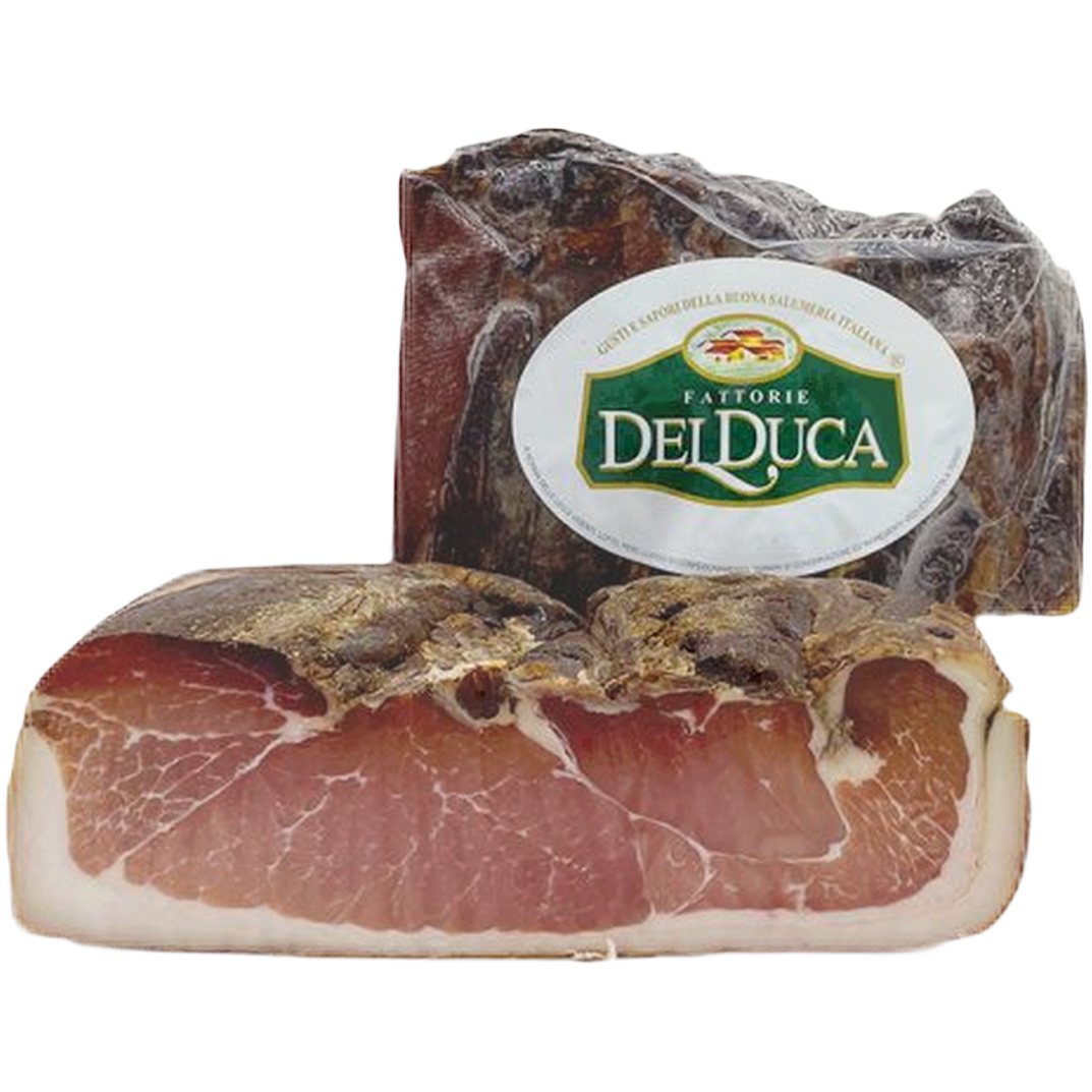 Speck Del Duca affettato 200 gr – Wędzony udziec wieprzowy w plasterkach 200 g bez tła