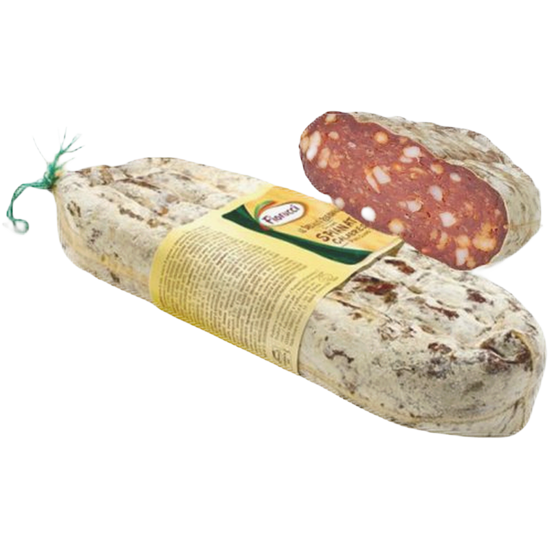 Spianata calabra piccante Fiorucci affettata 200 gr – Włoskie pikantne salami z Kalabrii w plasterkach 200 g bez tła