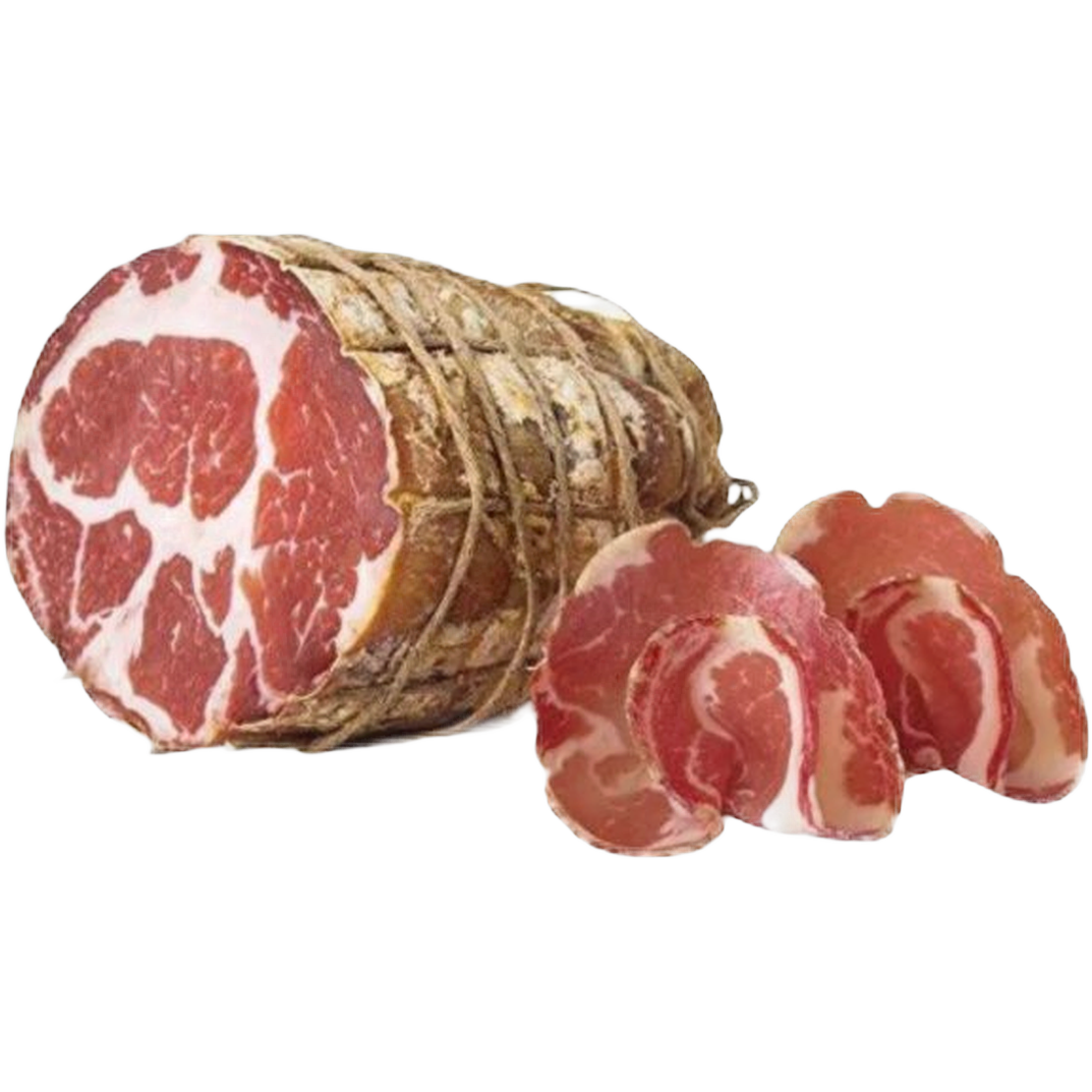 Coppa stagionata affettato 200 gr – Karkówka dojrzewająca w plasterkach 200 g bez tła