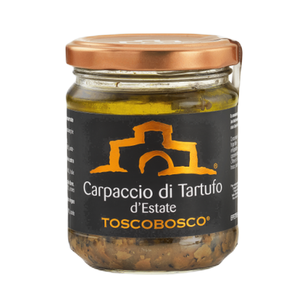 Carpaccio di Tartufo nero reg. Toscana – Plasterki czarnej trufli z regionu Toskania, słoiczek 180 gr bez tła