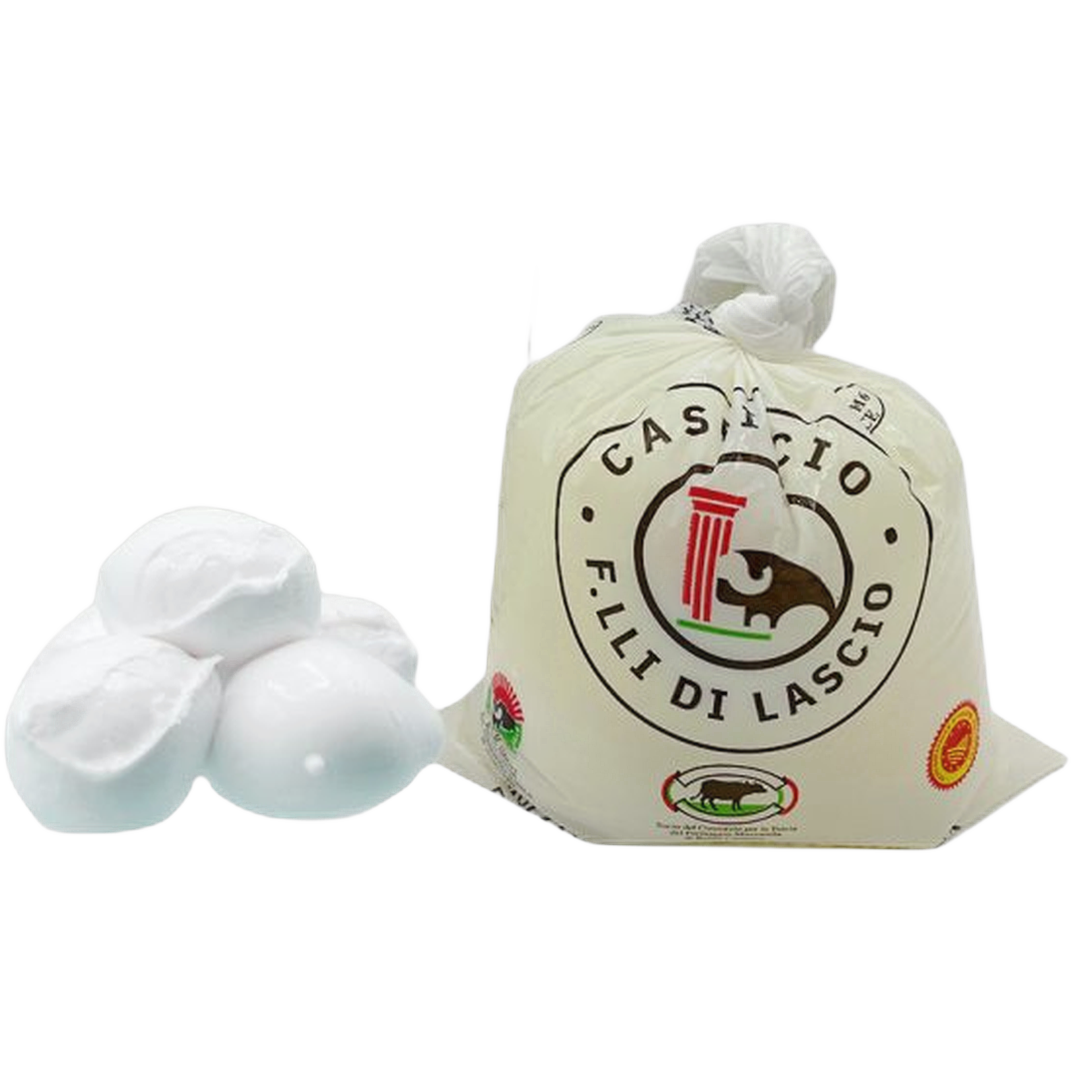 Ser Bocconi di bufala Salerno 250 gr – Ser mozzarella z mleka bawolego w kuleczkach z Salerno (5 szt x 50 g) x 4 opak bez tła
