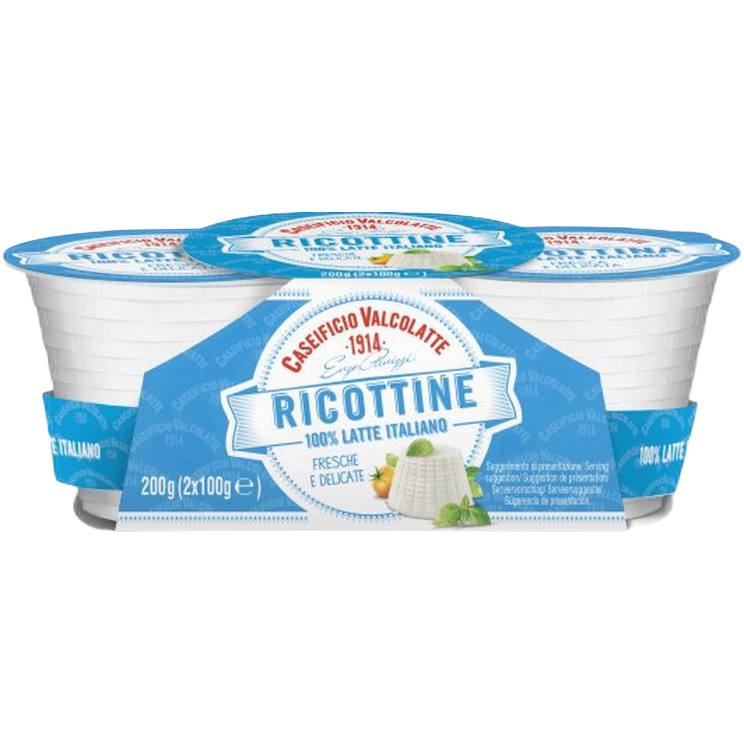 Ricottine 2 x 100 gr Valcolatte – Serek ricotta 2-pack 2x100 g bez tła