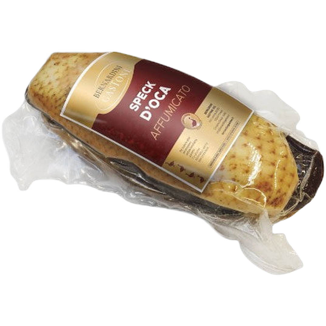 Speck d'oca affumicato ca. 500 gr – Podwędzana wędlina z gęsi ok. 500 g bez tła