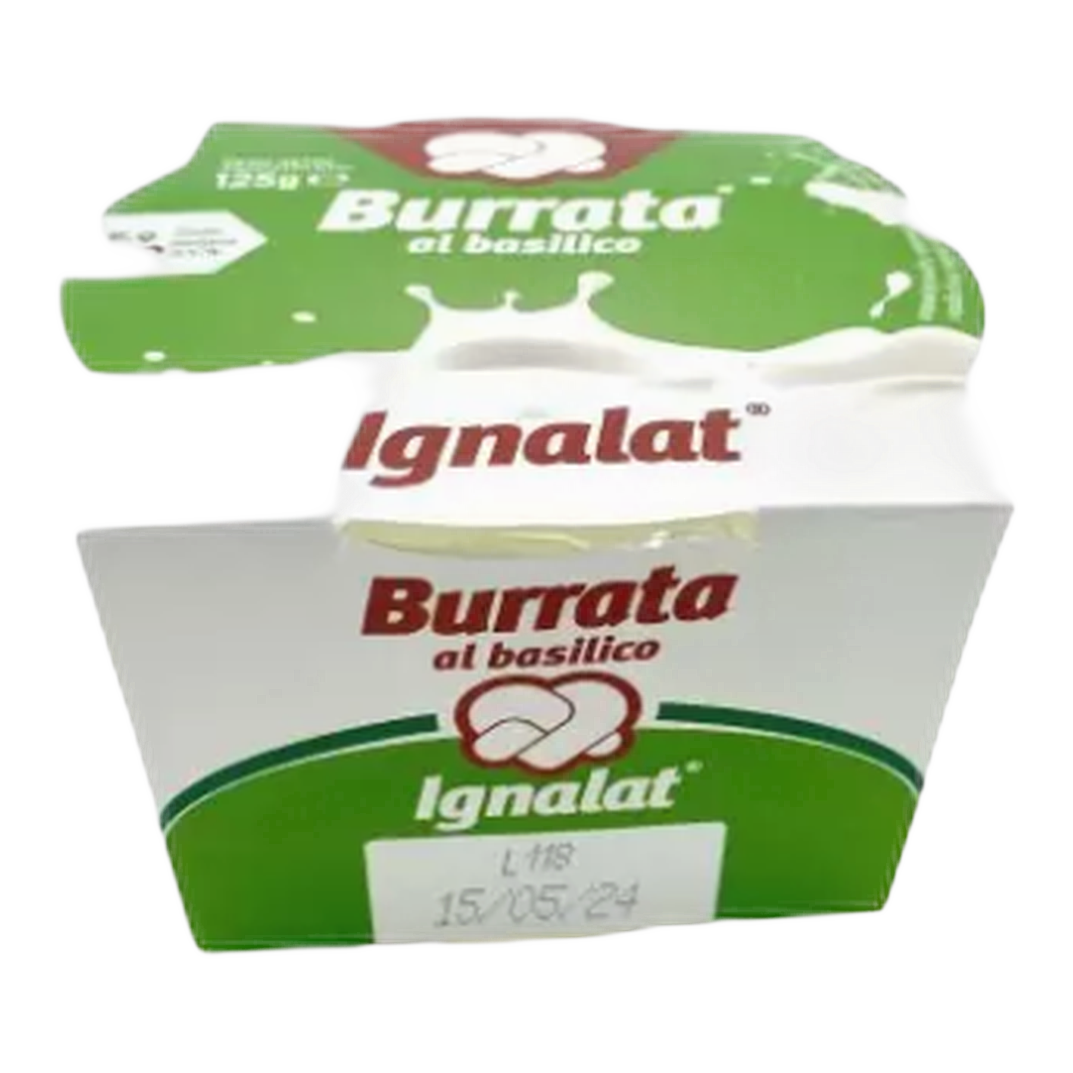 Burratina al basilico Ignalat 125 gr x 8 – Świeży serek z bazylią z reg. Apulia 125 g x 8 sztuk bez tła
