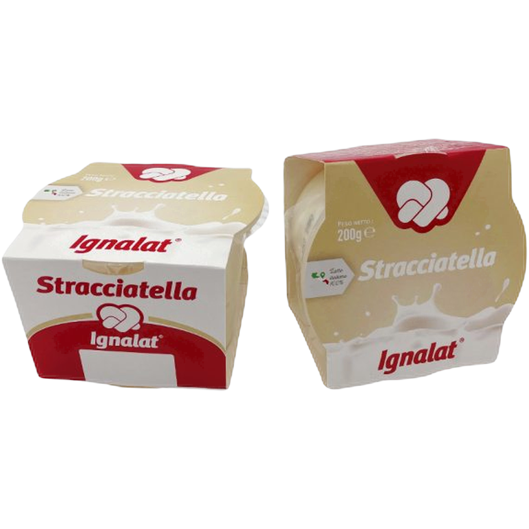 Stracciatella Ignalat 200 gr x 8 – Kremowy serek śmietankowy z regionu Apulia 200 g x 8 sztuk bez tła