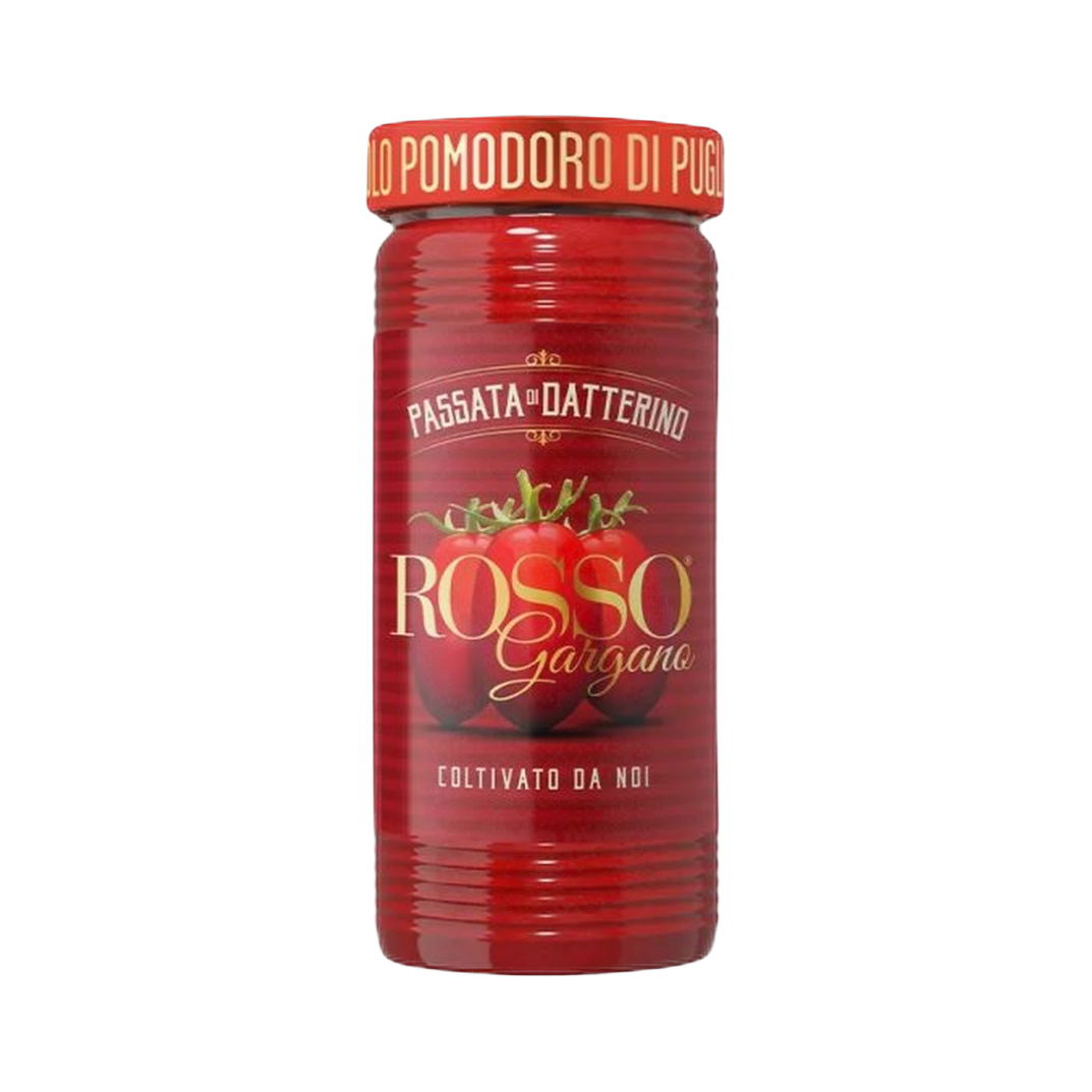 Passata Datterino Tomato Pure Rosso Gargano 290 gr x 12 – Passata z pomidorków daktylowych z Apulii 290 g x 12 bez tła