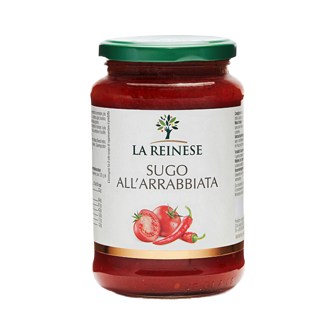 Sugo all'arrabbiata con peperoncino 350 gr. (KARTON 6 SZT) – Gotowy sos do makaronu z dodatkiem ostrej papryczki peperoncino 350 g bez tła