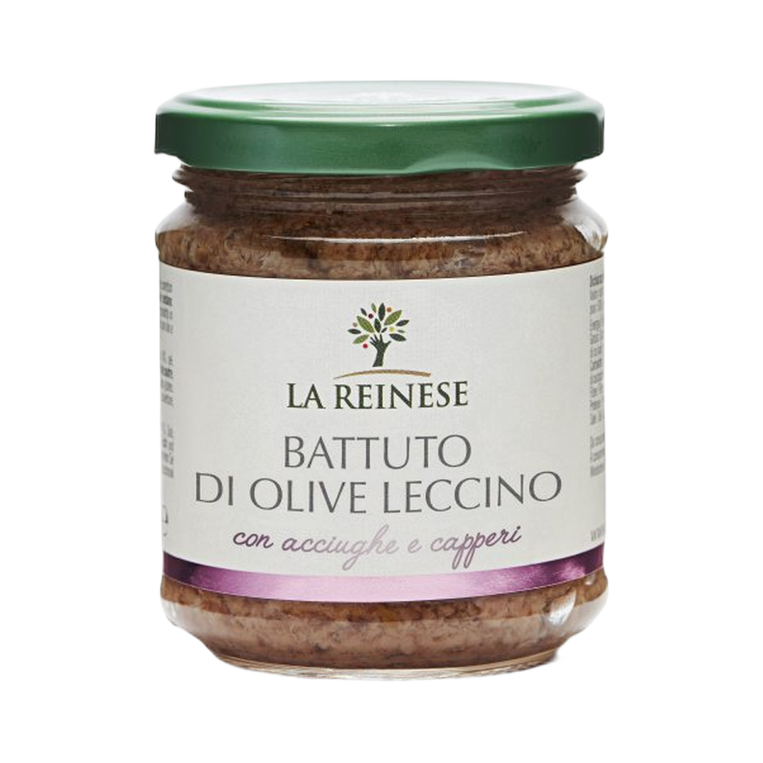 Battuto di olive leccino con acciughe e capperi 180 gr – Pasta z oliwek leccino z anchois i kaparami 180 g bez tła