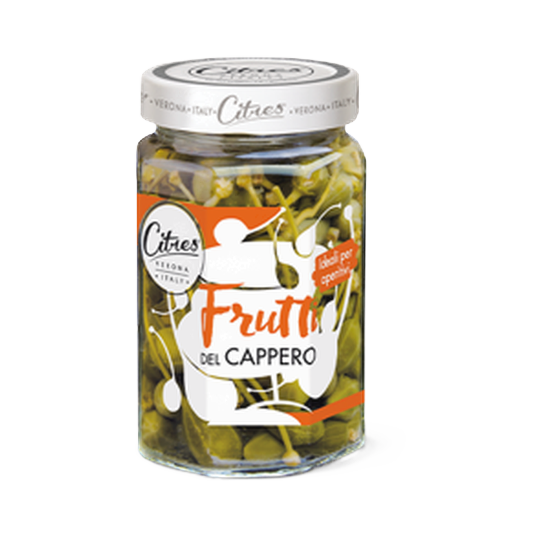 Frutti del cappero all'aceto 290 gr – Średnie owoce kaparów w occie 290 g bez tła