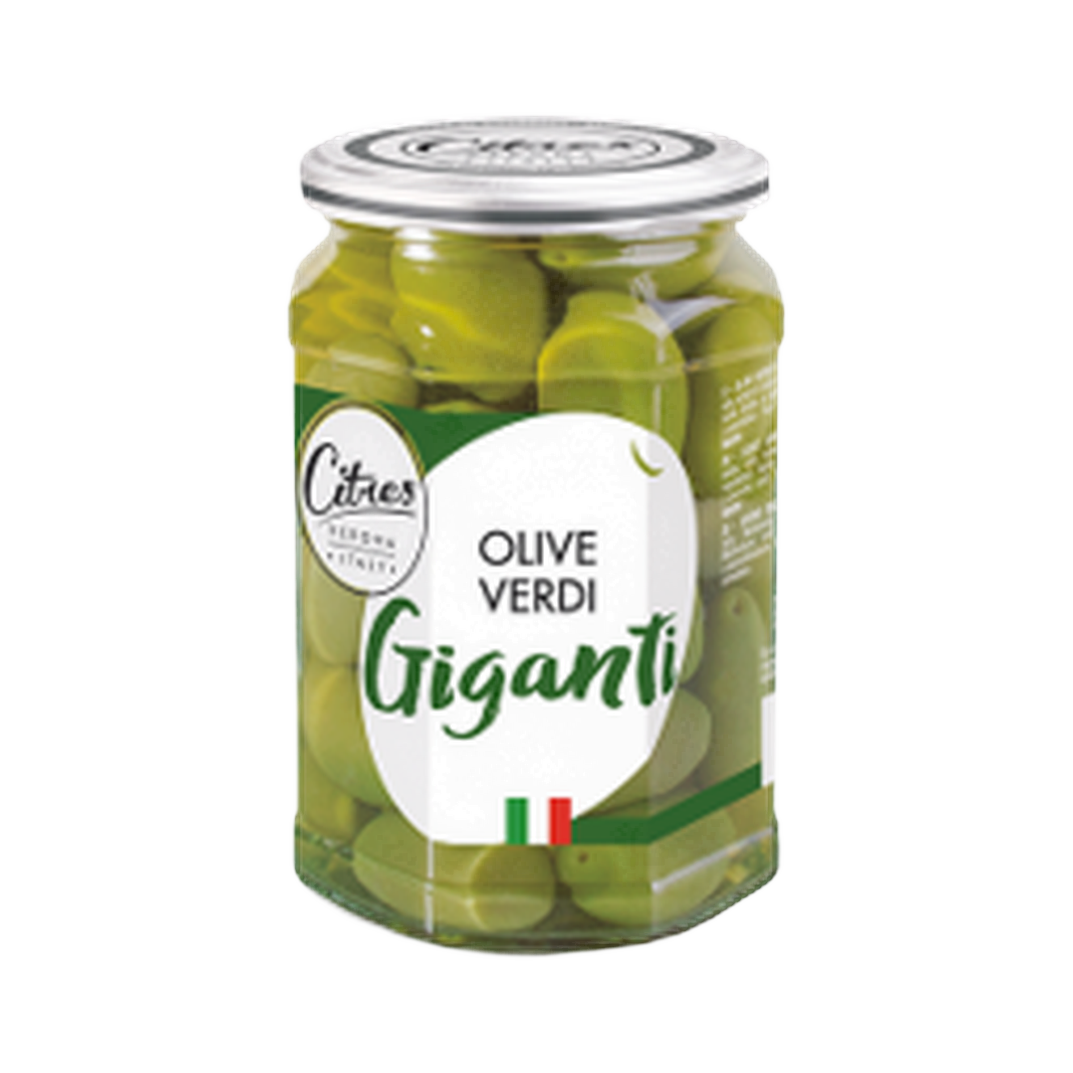 Olive verdi giganti 540 gr – Oliwki zielone duże 540 g bez tła