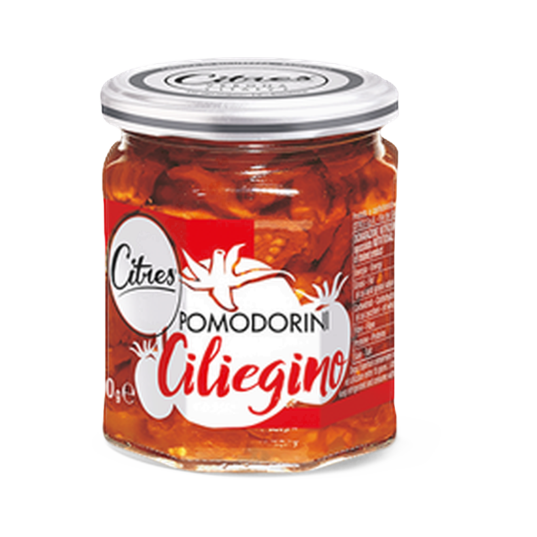 Pomodori secchi ciliegino olio 200 gr – Pomidorki koktailowe suszone w oleju 200 g bez tła
