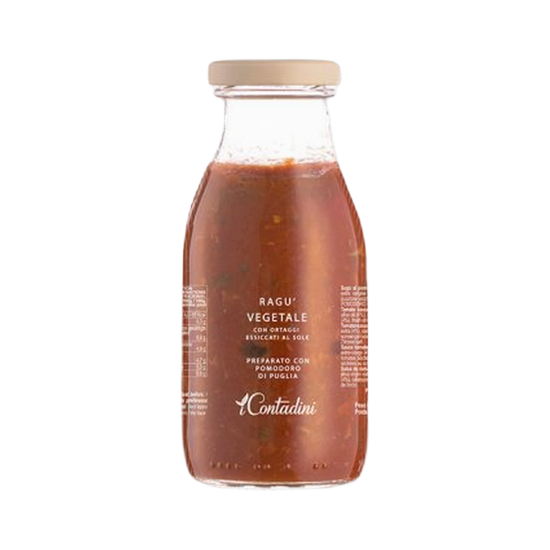 Sugo Ragu Vegetale Contadini 250 g – Sos pomidorowy z warzywami suszonymi na apulijskim słońcu 250 g bez tła
