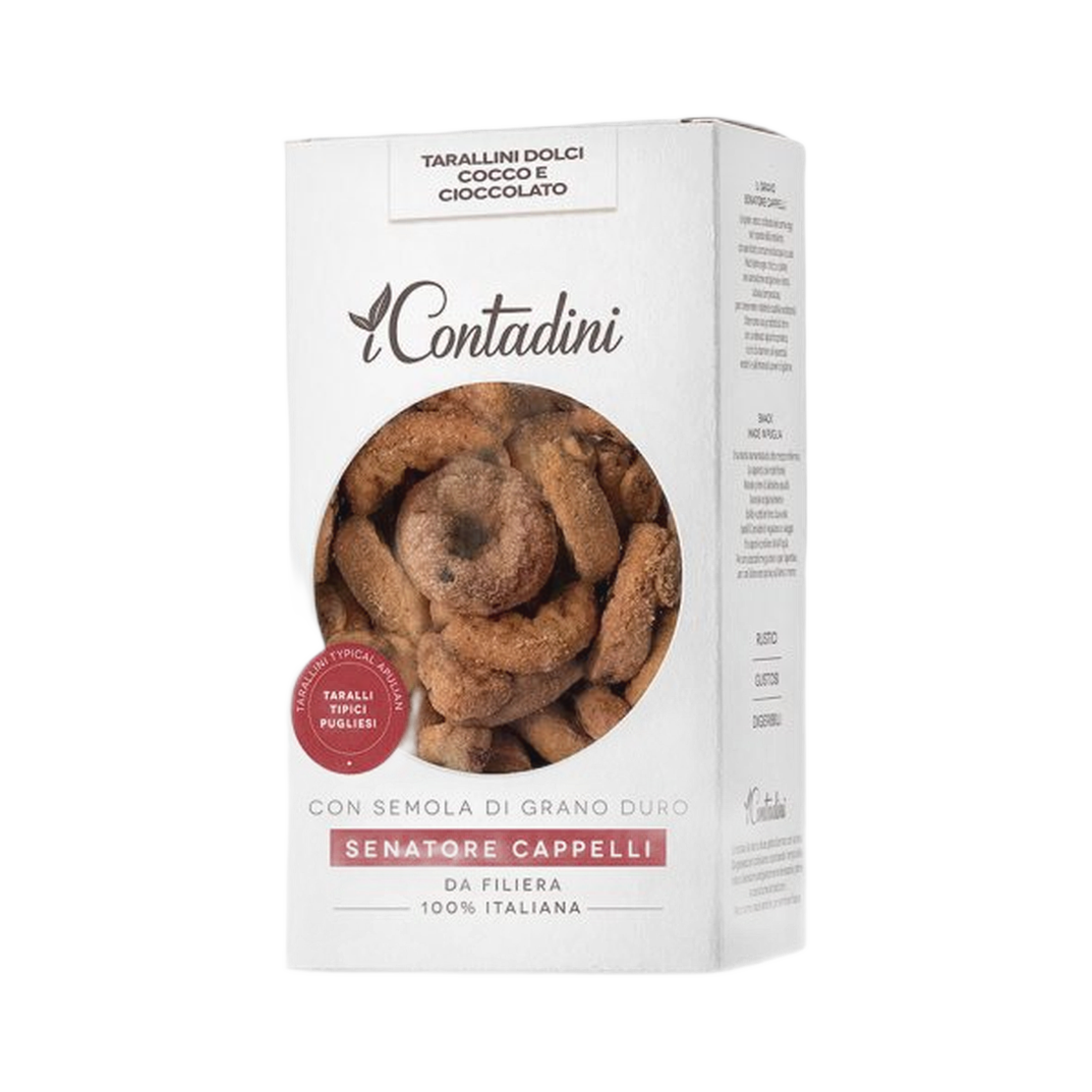 Tarallini al cocco e cioccolato 250 gr – Włoska przekąska na słodko z kokosem i czekoladą 250 g bez tła