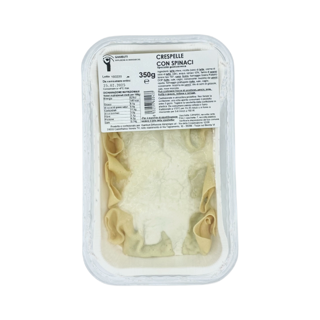 Gambuti Crespelle agli spinaci 350 gr – Naleśniki ze szpinakiem w sosie beszamelowym 350 g bez tła