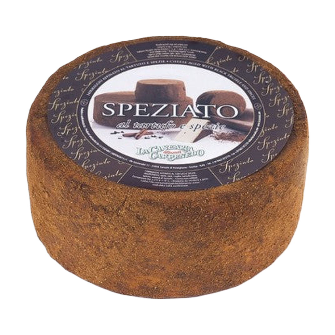 Speziato al tartufo ok. 3 kg – Dojrzewający ser z mleka krowiego, uszlachetniany truflą i przyprawami 3 kg bez tła