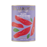 Filetti di Pomodoro Pelato 400 g – Italianavera. Filety obranych pomidorów w sosie własnym 400 g bez tła