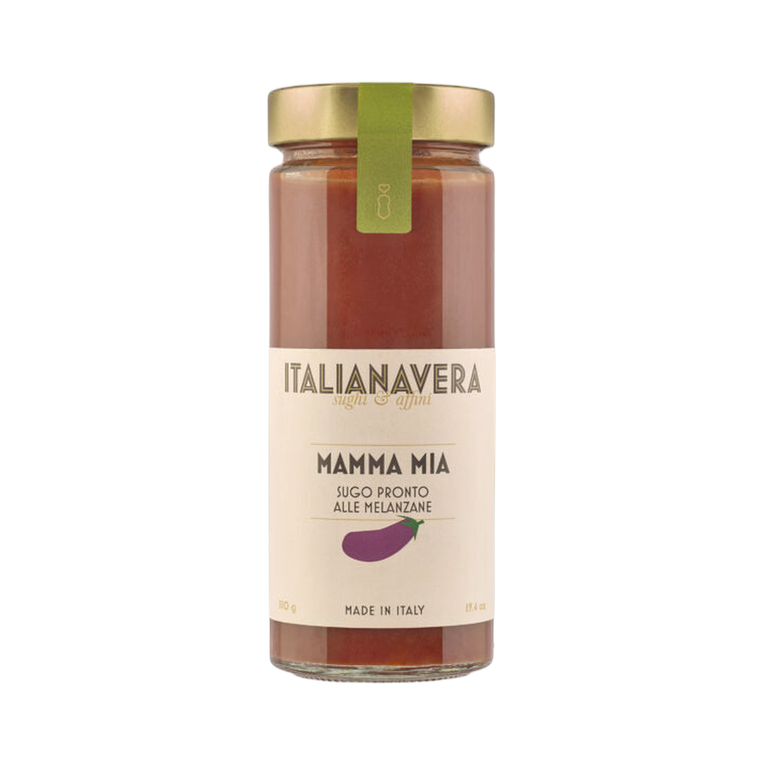 Mamma Mia- Sugo naturale alle melanzane 280 g – Italianavera. Naturalny sos pomidorowy z bakłażanem i bazylią 280 g bez tła
