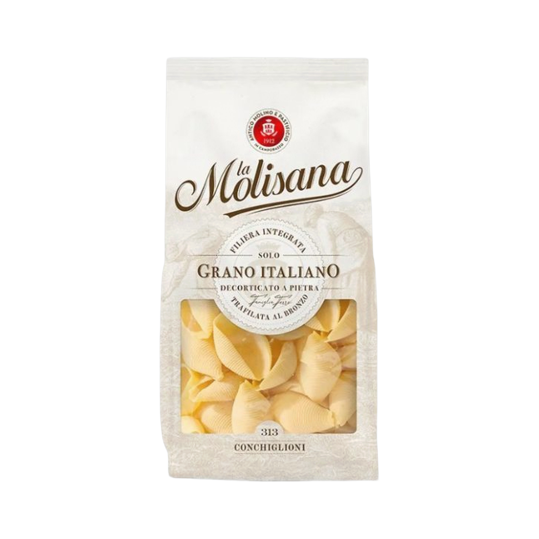 Conchiglioni La Molisana 0,5 kg – Makaron o kształcie dużych prążkowanych muszli 0,5 kg bez tła