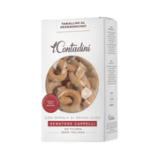 Tarallini grano duro al peperoncino 250 gr – Włoska przekąska z ostrą papryczką peperoncino 250 g bez tła