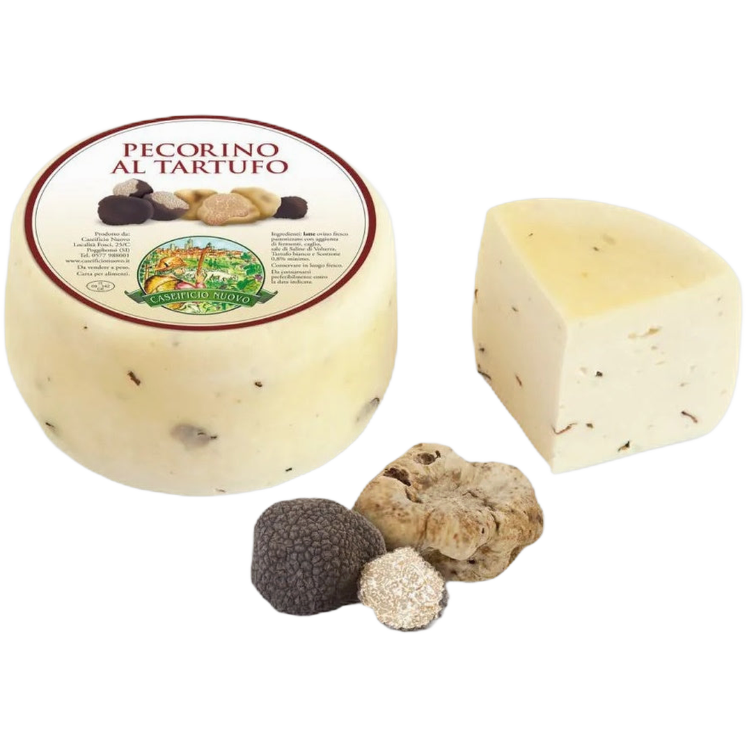 Pecorino fresco con Tartufo stagionato 2 mesi reg. Toscana – Krótkodojrzewający miękki ser z mleka owczego z truflą z regionu Toskania bez tła