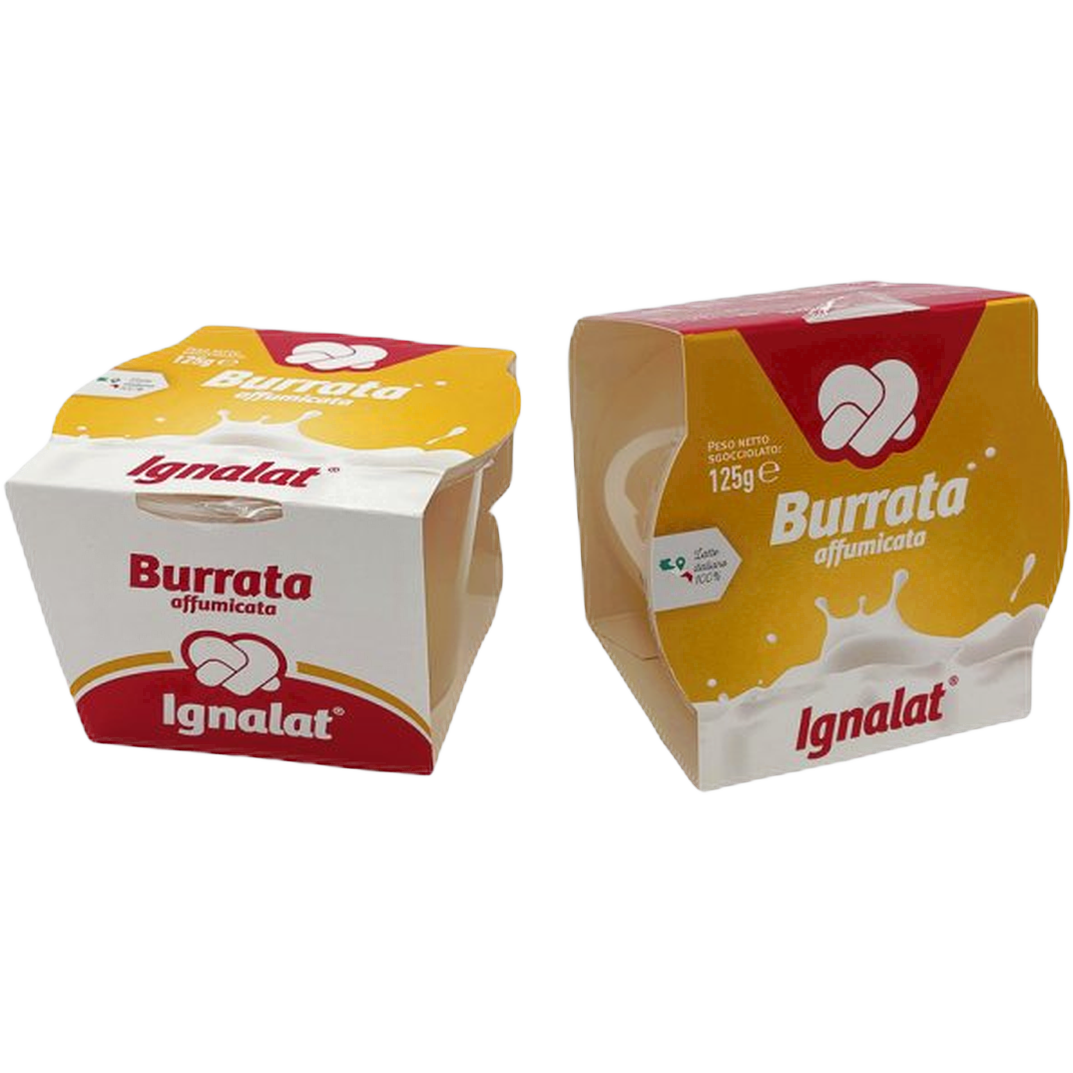 Burratina affumicata Ignalat 125 gr x 8 – Wędzona burrata z regionu Apulia 125 g x 8 sztuk bez tła