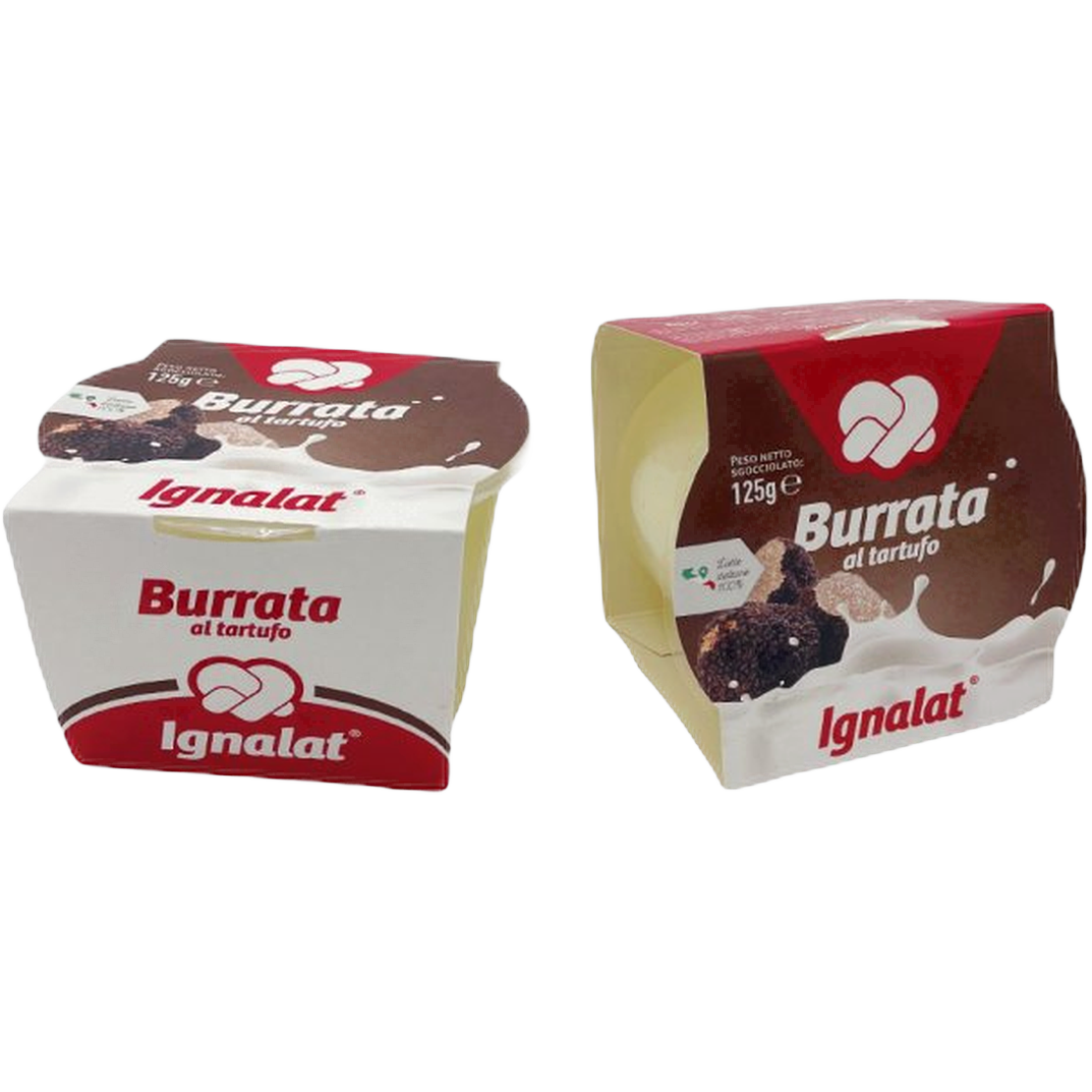Burratina al tartufo Ignalat 125 gr x8 – Burrata z truflą z regionu Apulia 125 g x 8 sztuk bez tła