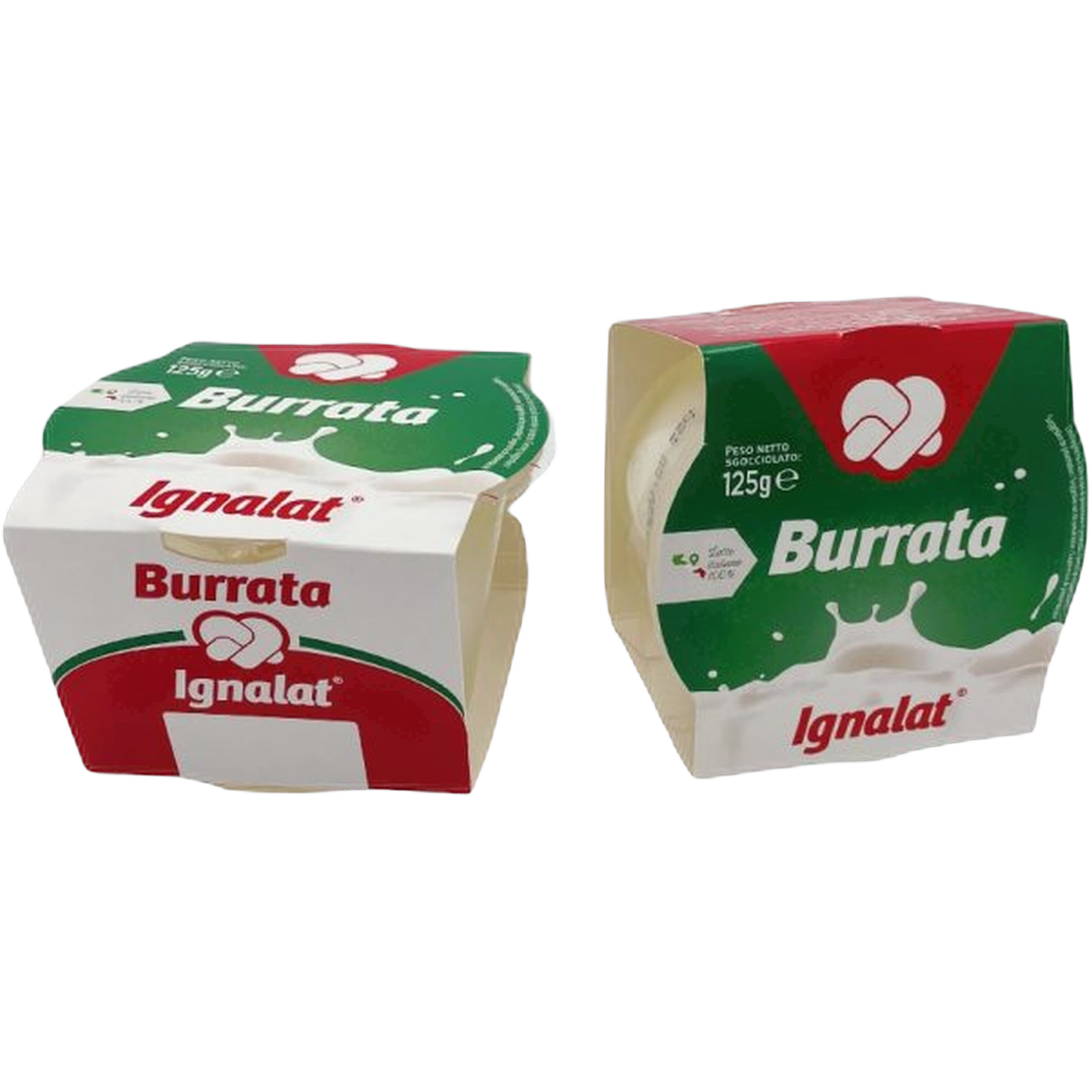 Burrata Ignalat 100 g x 8 – Burrata bez główki z regionu Apulia 100 g x 8 szt bez tła