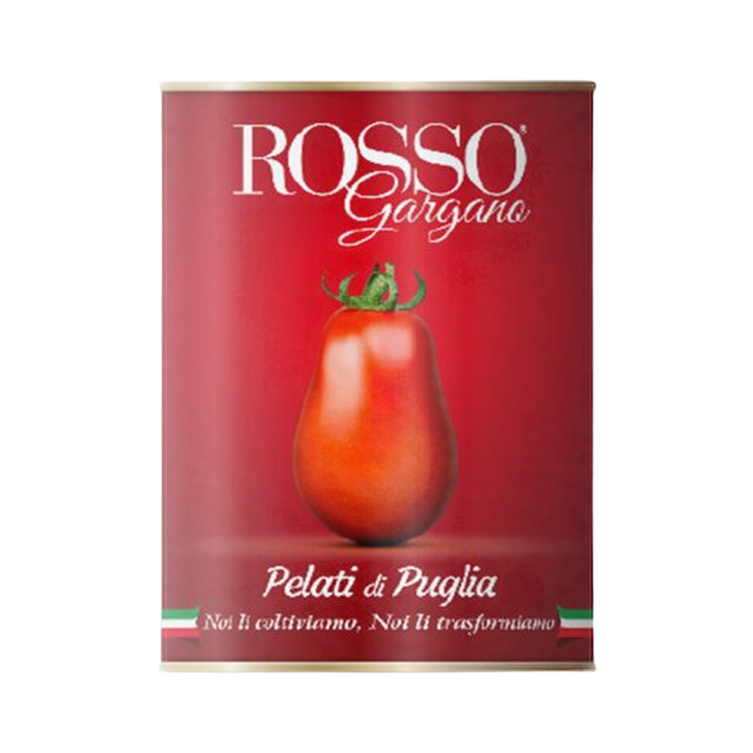 Pomodori pelati Rosso Gargano Futuragri 2,55 kg x 6 – Włoskie pomidory bez skórki 2,55 kg x 6 szt bez tła