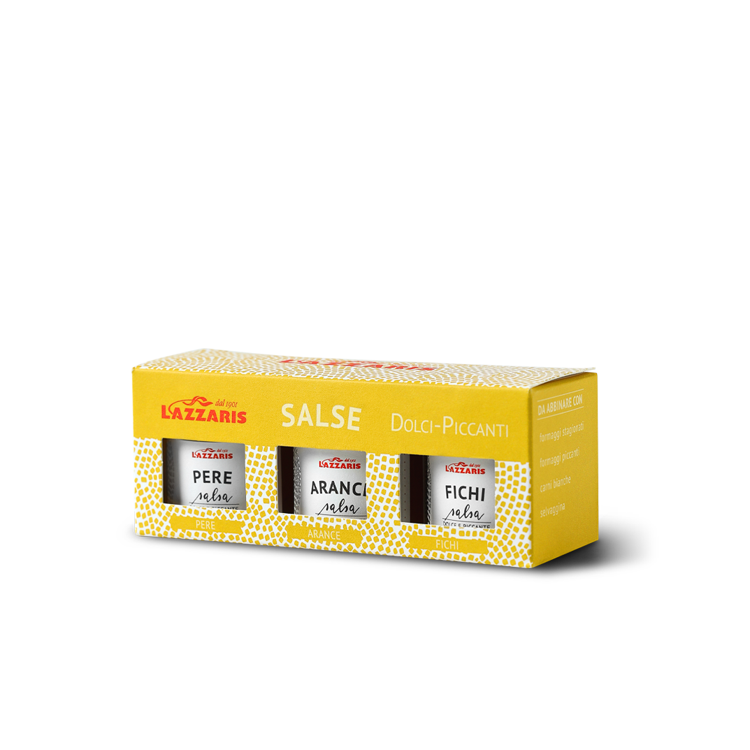 Tris di salse dolci e piccanti Lazzaris – zestaw sals do serów 3×50 g