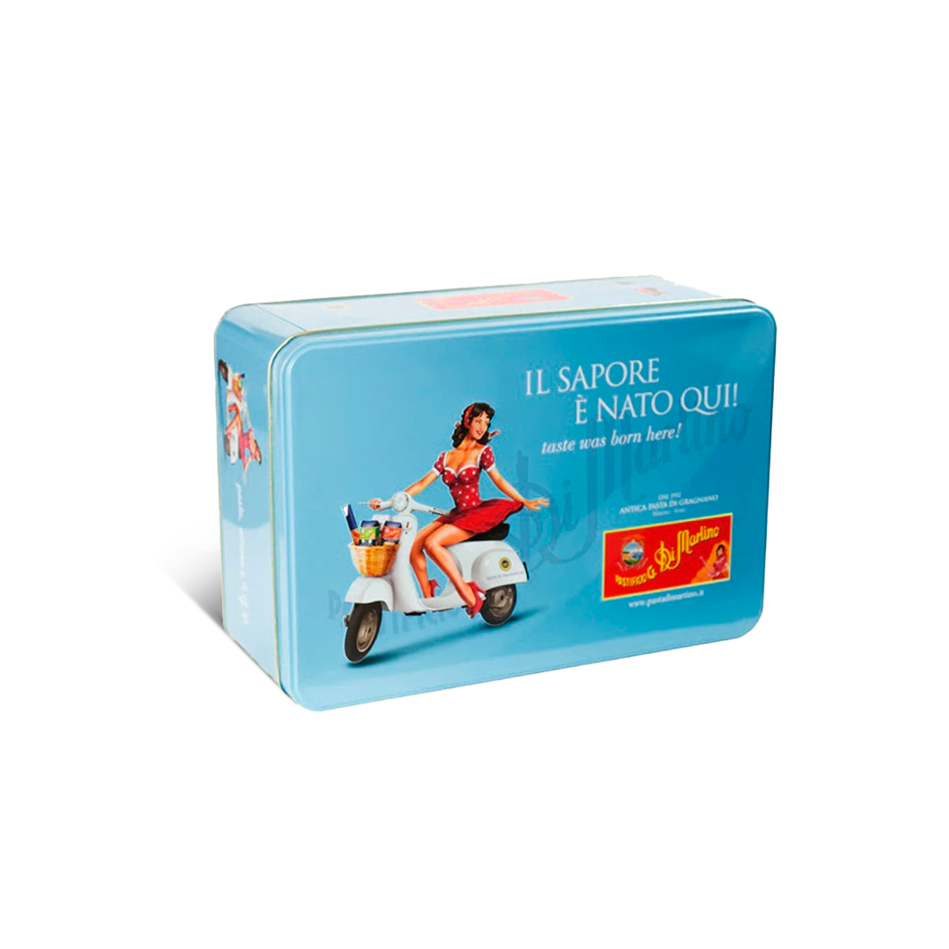 Dolce & Gabbana Turchese Pin Up – kolekcjonerska puszka z makaronami Di Martino 7 × 500 g
